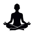 © MD. MAHRUF ZAMAN - A black silhouette of a person sitting in a cross-legged meditation pose with hands resting on knees, symbolizing peace and mindfulness.