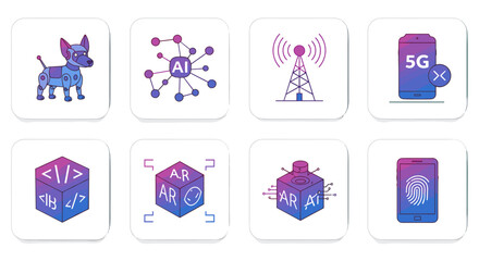 Illustration showing artificial intelligence ai augmented reality ar coding and mobile technology concepts