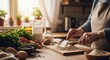 © Arcopollo - Senior baker preparing flour for dough in a cozy kitchen.