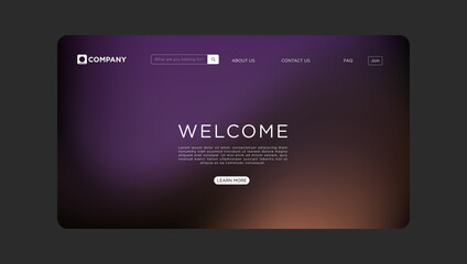 Modern welcome website design for your company with a sleek purple and brown gradient background
