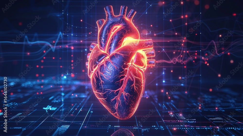 Cardiovascular Science Research-Ready Precision: Specialized Medical Research Diagram of Heart ...
