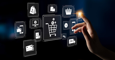 Wall Mural - Omni-channel strategies improve customer experience with brand integration and unified marketing across digital platforms and channels. Latch