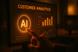 © MdShahajan - Hand interacting with ai powered customer analytics dashboard on screen
