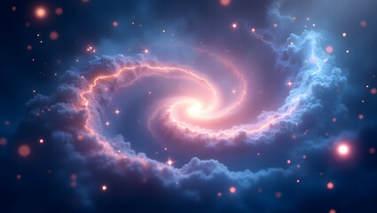 Wall Mural - Celestial galaxy swirl, vibrant glowing stars, dreamy abstract.
