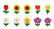 © PixelWallpaper - Pixel art flowers Collection of various blooms in retro style garden theme high quality professional