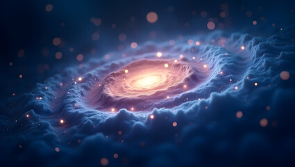Wall Mural - Celestial galaxy swirl, vibrant glowing stars, dreamy abstract.
