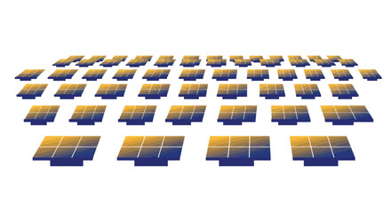 Isometric solar panel array illustration harnessing renewable energy potential