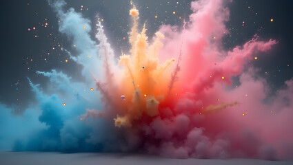 Wall Mural - Abstract dust explosion in gradient colors.
