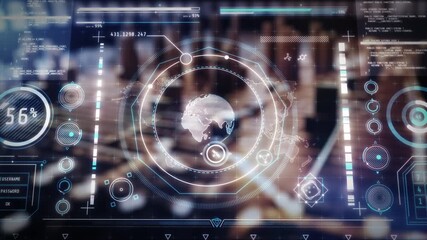 Sticker - artificial intelligence processing global data flow in futuristic digital space