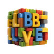 © MdLiakot - Colorful alphabet blocks forming the word livet in a cube shape with a transparent background isolated on transparent background