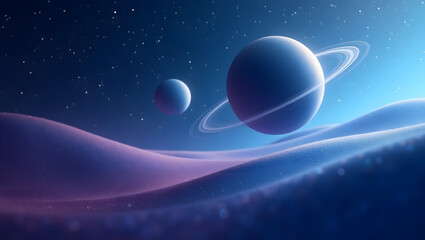 Wall Mural - Minimal abstract planet shapes over gradient space.

