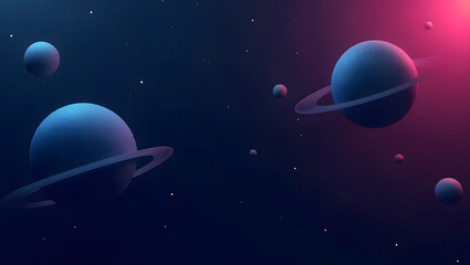 Wall Mural - Minimal abstract planet shapes over gradient space.
