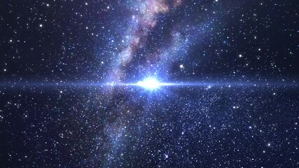 Wall Mural - cosmic background. the camera flies through the blue and purple nebulae. the stars are all around. b