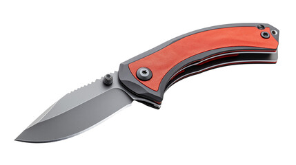 A sharp kitchen knife with a sleek handle isolated on a clean white background or transparent png