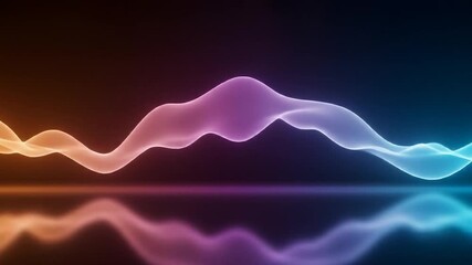 Wall Mural - Glowing Waves Reflecting on Dark Surface