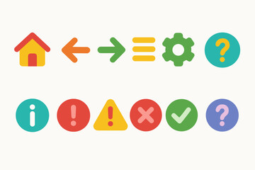 User interface flat icon set. navigation, alerts, settings, home interface icons collection