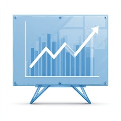 Light-blue graph chart on a transparent display stand