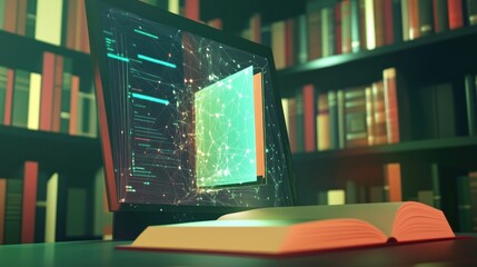 Digital book, library setting