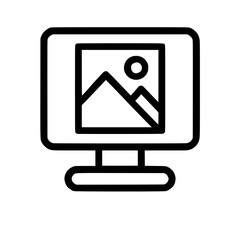 Computer Monitor Displaying Image Isolated Line Icon
