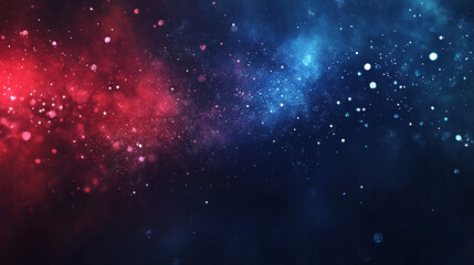 Red and blue abstract background with bokeh lights and cosmic dust effect