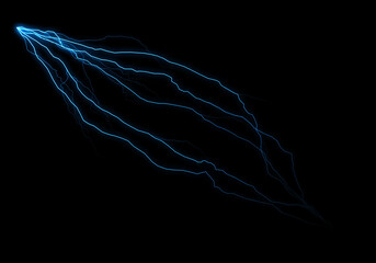 Wall Mural - abstract image of blue electric streaks on a black background, resembling a glowing comet or energy 