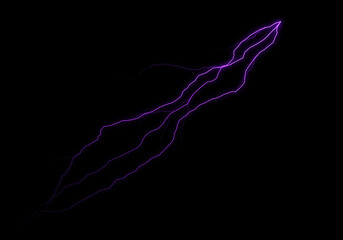 Wall Mural - abstract image featuring a vibrant purple, lightning-like energy streak against a stark black backgr