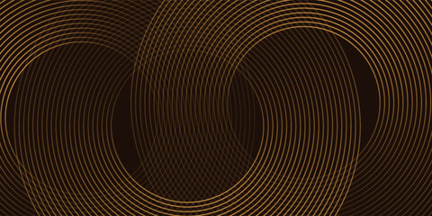 3D brown lines techno abstract background overlap layer on dark space with circles shapes effect decoration. Modern graphic design element stripes style concept for web banner, card, or brochure cover