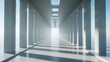 © ba - Modern colonnade corridor with symmetrical columns and a bright light at the end