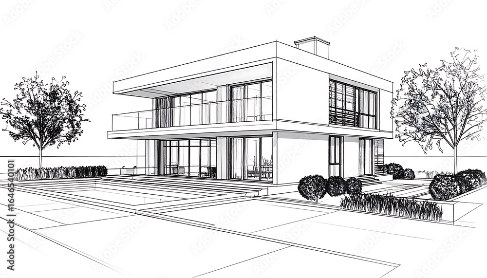 Modern house architectural drawing