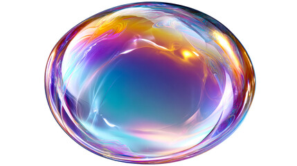Wall Mural - Abstract liquid sphere with iridescent, swirling multicolored light effects, cut out transparent