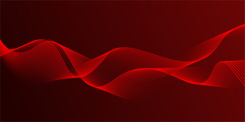 Wall Mural - Abstract red gradient background with shining lines waves. modern background for banner, poster, cover, brochure, flyer, website