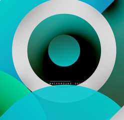 Wall Mural - abstract concentric circles, teal hues, gradient effect. modern design, simple shapes, visual depth.
