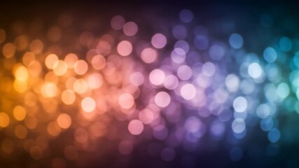 Abstract bokeh background with vibrant orange, purple, and blue colors.