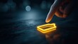 © Anca - Recharging: A luminous glowing battery icon is illuminated, as a finger makes contact, symbolizing the act of charging up or replenishing. A conceptual image, symbolizing energy, power.– Generative AI