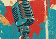 © nana - Retro microphone, vibrant colors, artistic background