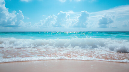 Wall Mural - blue sky over calm sea. blue sea and sunny sky on horizon over calm water