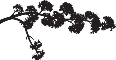  Cherry Blossom Silhouette - Black and White Floral Branch Illustration