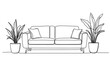 © Gendhis - Line art sofa with plants, and home decor. (1)