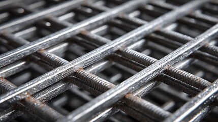 Close-up of Metal Mesh Grid for Construction and Industrial Applications
