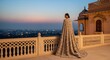 © Aoi - Regal woman in exquisite gown overlooking city panorama, Woman, Royalty, Gown, Palace, Cityscape, Sunset, Luxury, Beauty