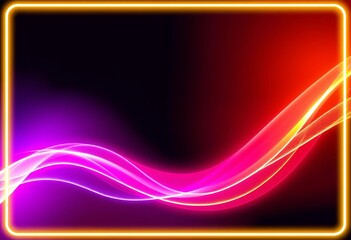 Wall Mural - Abstract shimmering light wave border, glowing neon effect,  lens flare,   art