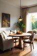 © Phetsala - Cozy Family Room with Built-in Eating Area Perfect for Casual Meals and Gatherings, bathed in Natural Light. Contemporary Interior Design.