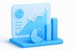 © Md - Modern 3d illustration of a financial analytics dashboard showcasing upward trend graph pie charts and bar charts in light blue on white background