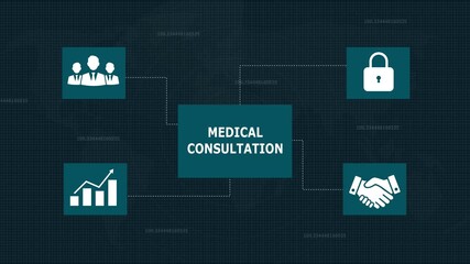 Modern technology in healthcare, medical diagnosis. Medical Consultation Online. glowing animation.