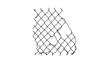© exotic - A hand-drawn sketch illustration of a torn and broken chain-link fence with a hole, symbolizing escape or breach of security.