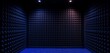 © Lalita - Dark acoustic foam wall, blue lit recording studio, soundproof texture  Copy space,  website,  panel