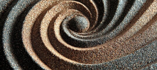 Canvas Print - intricate zen garden design with beautiful grained patterns and light effects on dark sand surface