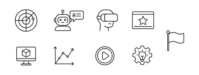Wall Mural - Technology and innovation outline icon set. minimalist tech symbols for digital use.