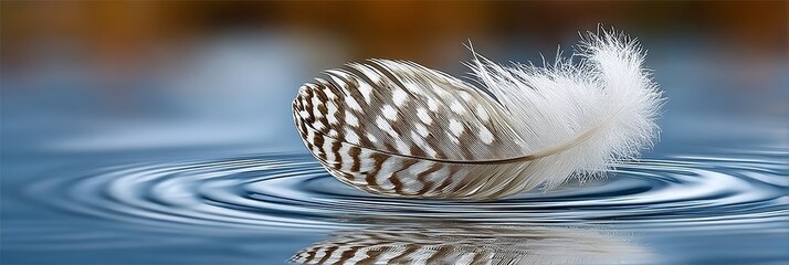 Wall Mural - a serene feather floating on water textures and surfaces captured in stunning detail and color.