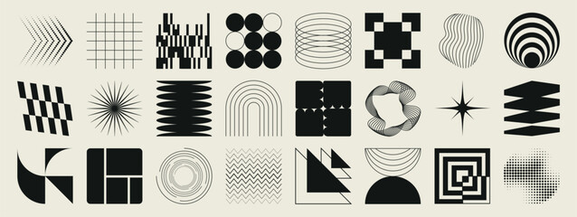 Wall Mural - abstract minimal element mid century vector set. aesthetic contemporary stripe line art, vintage geo